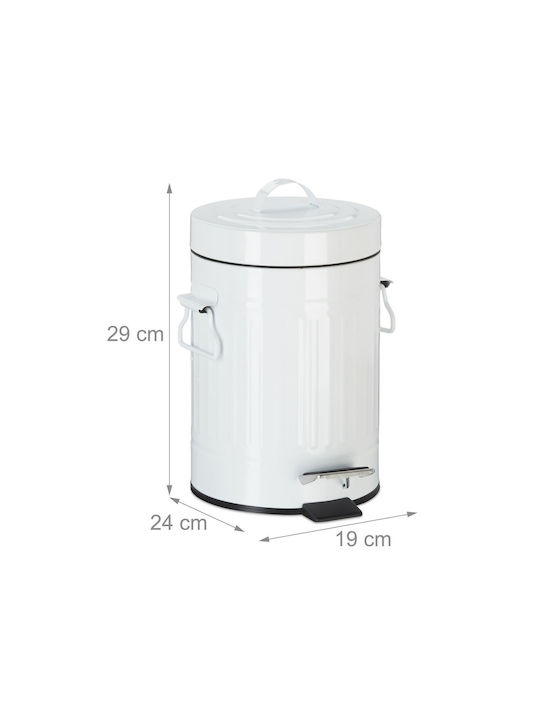 Relaxdays Waste Bin Waste Metallic with Pedal White 3lt 1pcs