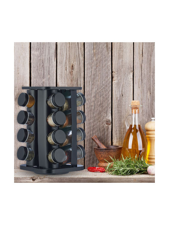 Relaxdays Inox Tabletop Rotating Spice Rack Black
