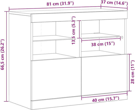 Мебели за съхранение дървен Black Oak 81x37x67см