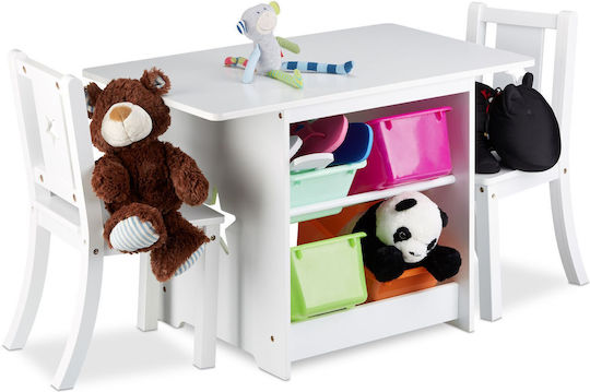 Relaxdays Kinder Tische Set mit Stühlen für Malerei aus Kunststoff Weiß Relaxdays