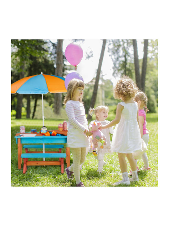Kids Table Set with Chairs Made of Light Blue Wood Relaxdays