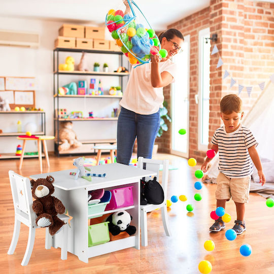 Kids Table with Chairs for Painting made of Plastic White Relaxdays