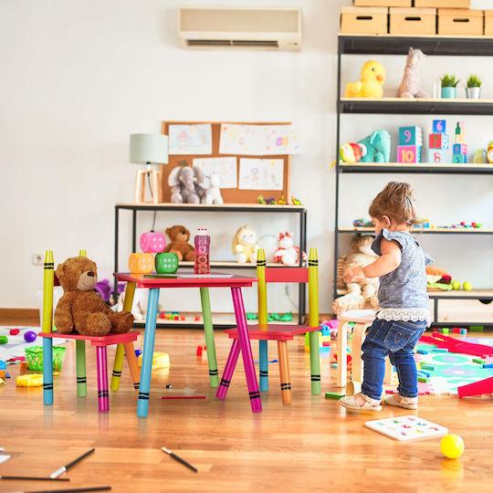 Σετ Παιδικό Τραπέζι με Καρέκλες από Πλαστικό Πολύχρωμο Relaxdays
