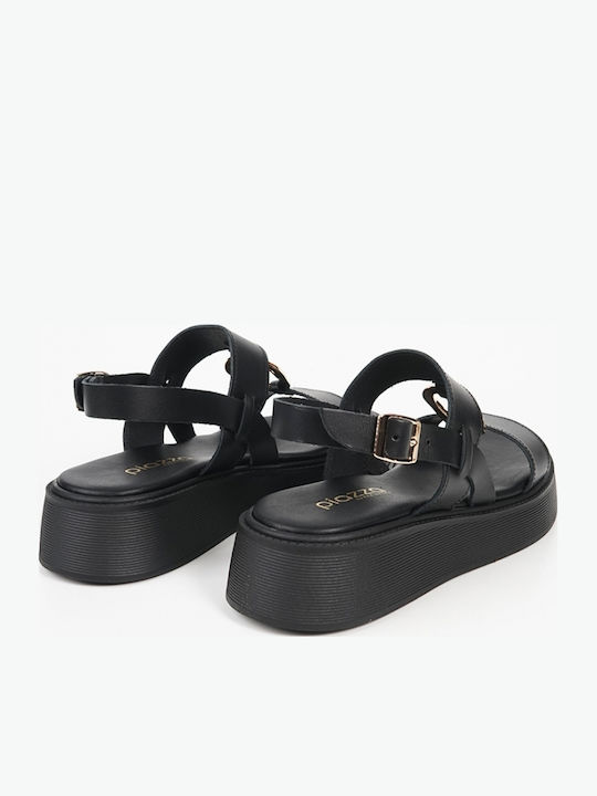 Women's Ankle Strap Platforms Black