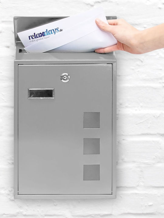 Relaxdays Cutie Poștală pentru Exterior Metalic în Culoarea Gri 40x25x10cm