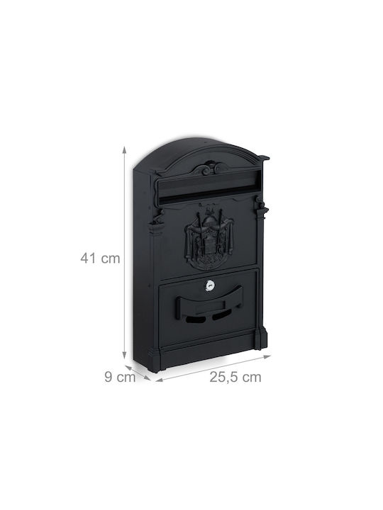 Relaxdays Cutie Poștală pentru Exterior Metalic în Culoarea Negru 41x25.5x9cm
