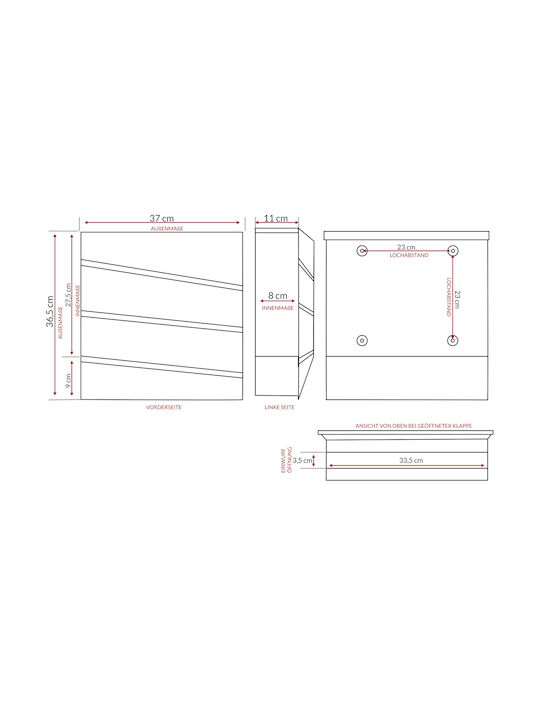 Deuba Cutie Poștală pentru Exterior Inox în Culoarea Gri 37x11x36.5cm