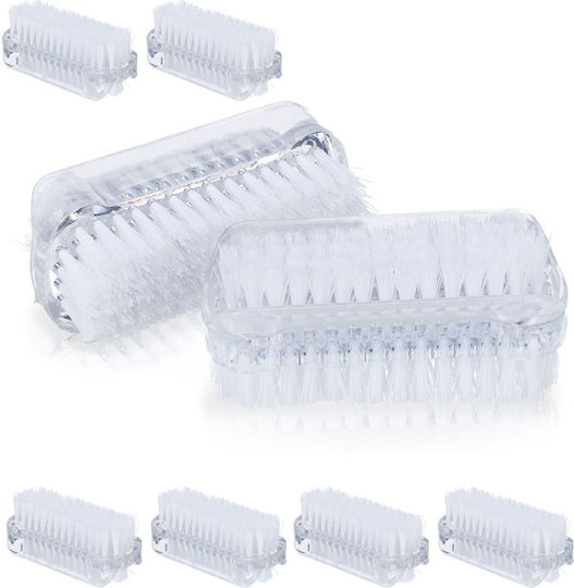 Set 8 Nail Brushes Relaxdays Transparent White Plastic Dimensions 3.5 X 8.5 X 3.5 Cm