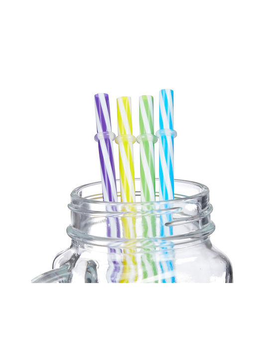 Relaxdays Set de pahare Cocteiluri / pentru apa din Sticlă cu pai 400ml 8buc