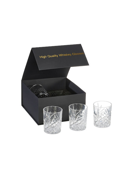 Relaxdays Set de pahare Whiskey din Sticlă în Culoarea Negru 300ml 4buc