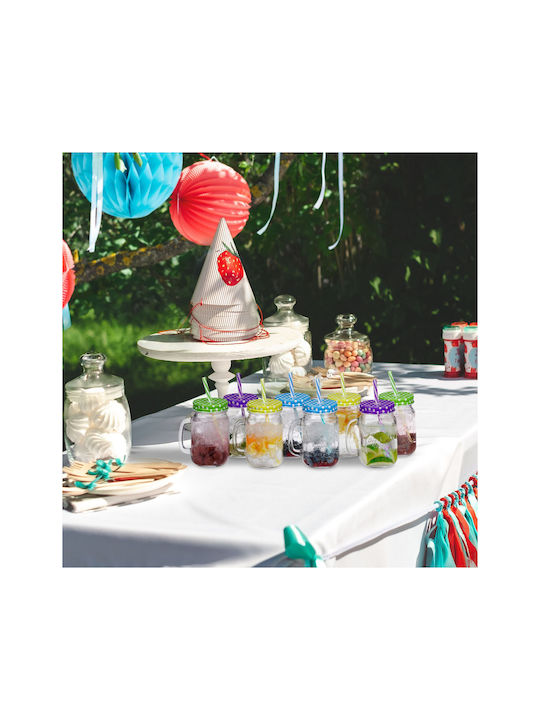 Relaxdays Set de pahare Cocteiluri / pentru apa din Sticlă cu pai 400ml 8buc