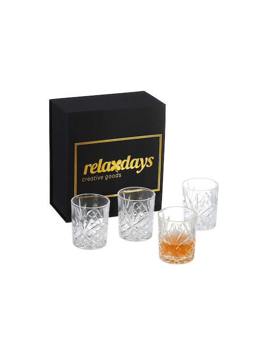 Relaxdays Set de pahare Whiskey din Sticlă în Culoarea Negru 300ml 4buc