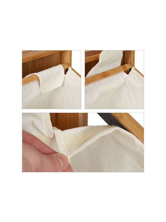 Relaxdays Coș De Rufe Din Bambus Pliabil 32.5lt 100x45.5x33.5cm Bej