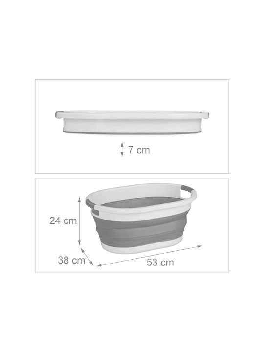 Relaxdays Coș de rufe Plastic Pliabil cu capac 24x53x38cm Gri