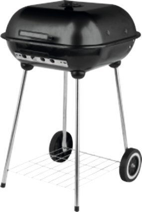 Lund Stainless steel Charcoal Grill with Lid, Thermometer and Smoker 45cmx40cm