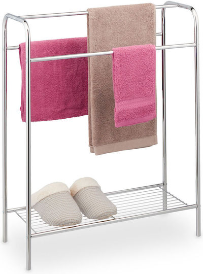Relaxdays Freistehender Kleiderständer Badezimmer Einzeln ​26.5x26.5cm Silber