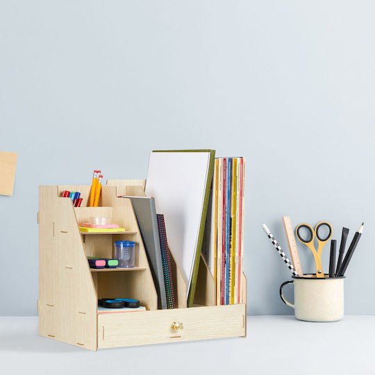 Suport organizator documente din MDF 29,5 x 33 x 24 cm maro deschis