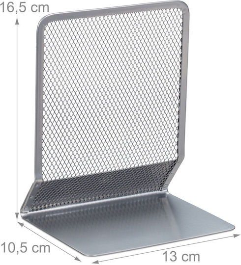 Metal Book End Holders Set 2 Pieces 16.5 X 13 X 10.5 Cm Gray