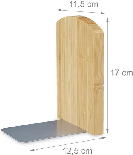 Set 2 Bamboo Bookends Natural 17 X 11.5 X 12.5 Cm