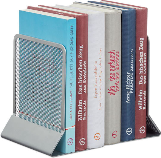 Metal Book End Holders Set 2 Pieces 16.5 X 13 X 10.5 Cm Gray