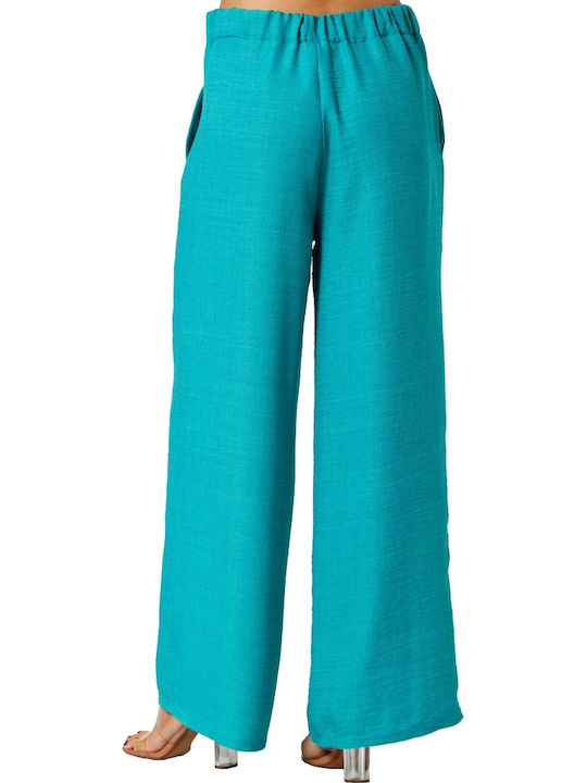 Women's Fabric Trousers Petrol, Navy Blue