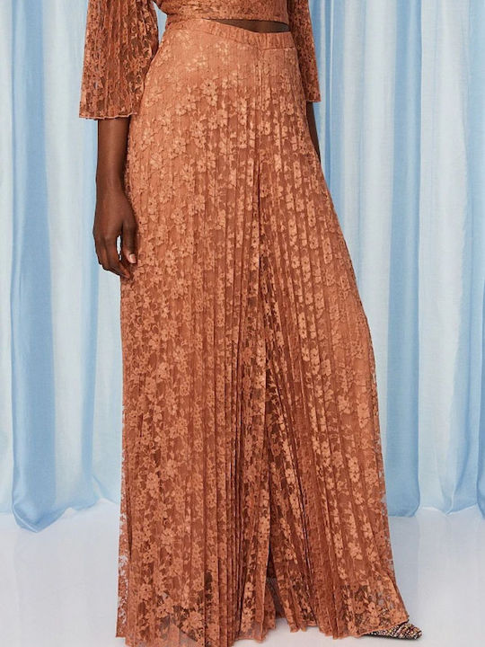 Women's High-waisted Fabric Trousers in Regular Fit Terracotta