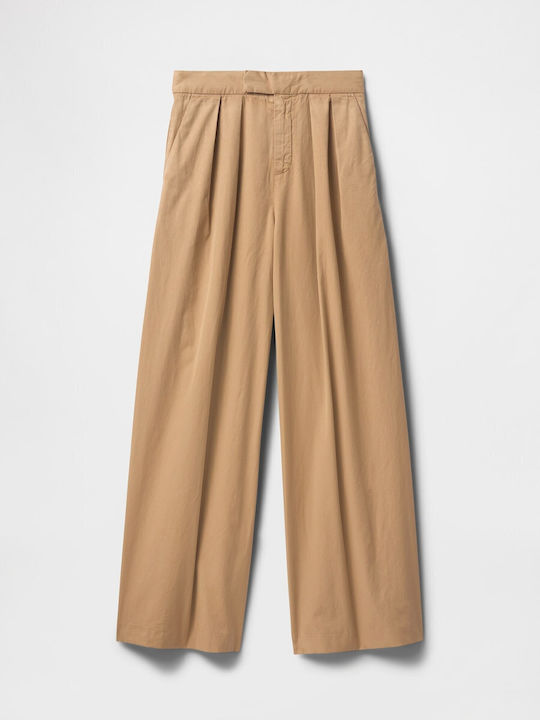 Women's High-waisted Fabric Trousers Mojave Tan