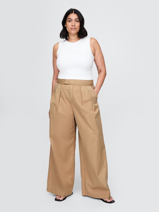 Women's High-waisted Fabric Trousers Mojave Tan