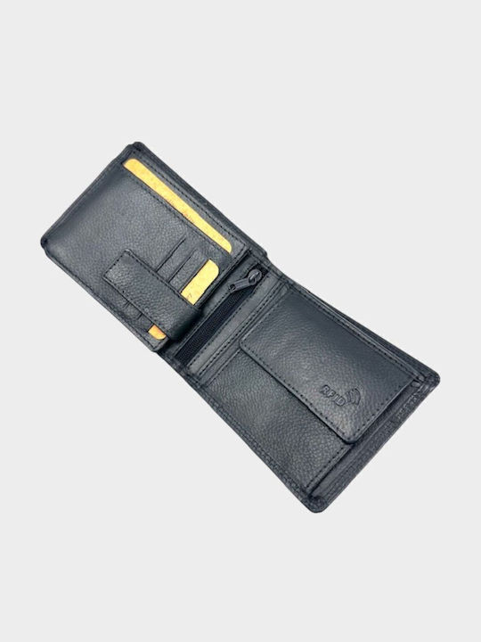 Leather Men's Wallet Classic with RFID Blue