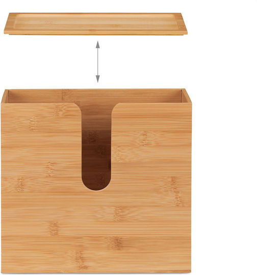 Relaxdays Wooden Paper Towel Holder Brown 26x27x13cm 10045316