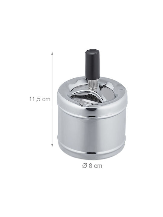 Scrumieră Metalică Buton Disc Rotativ 11.5 X 8 Cm Gri