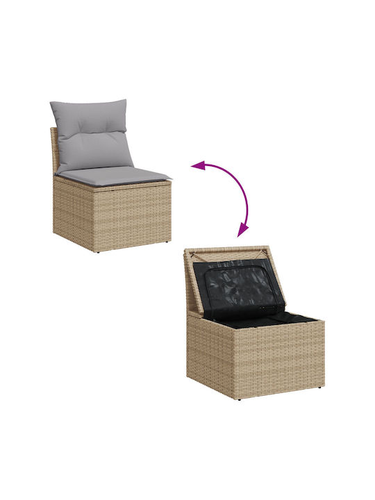 Corner Sofa Outdoor Rattan with Pillows 55x62x69cm