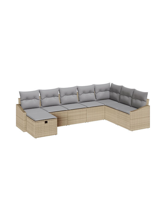 Corner Sofa Outdoor Rattan with Pillows 55x62x69cm