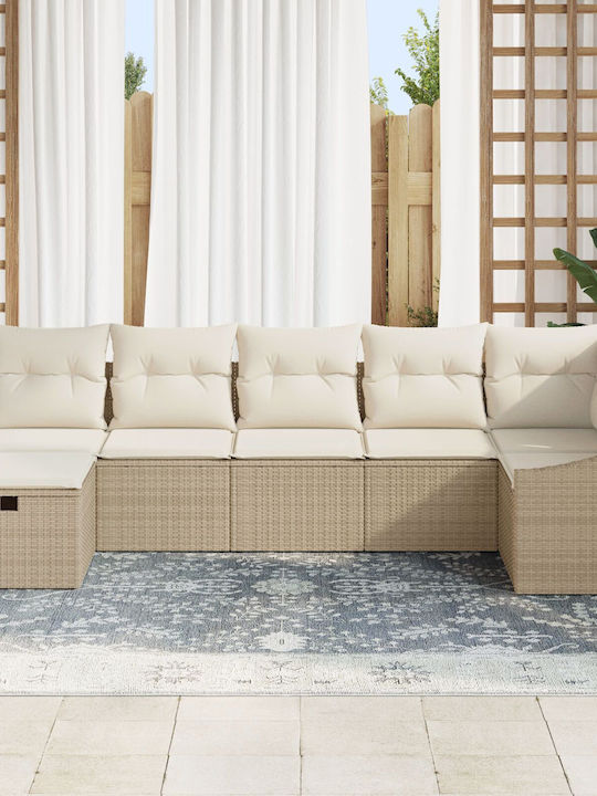Corner Sofa Outdoor Rattan with Pillows 55x62x69cm