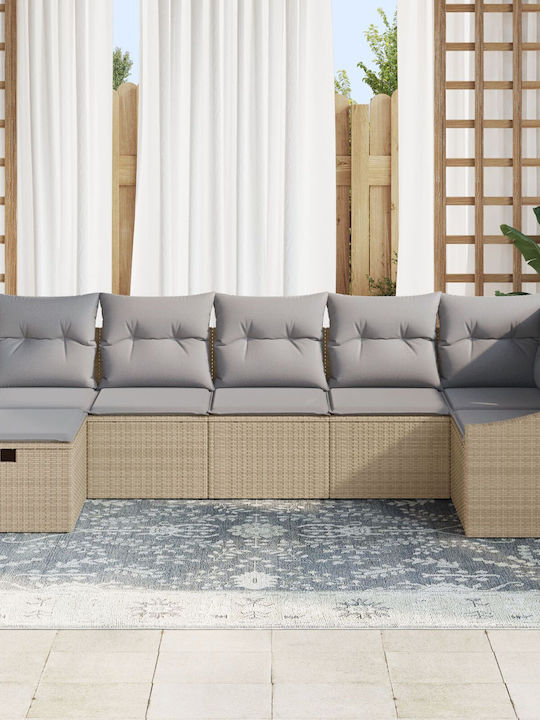 Corner Sofa Outdoor Rattan with Pillows 55x62x69cm