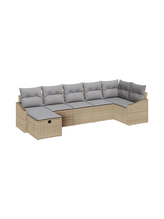 Corner Sofa Outdoor Rattan with Pillows 55x62x69cm