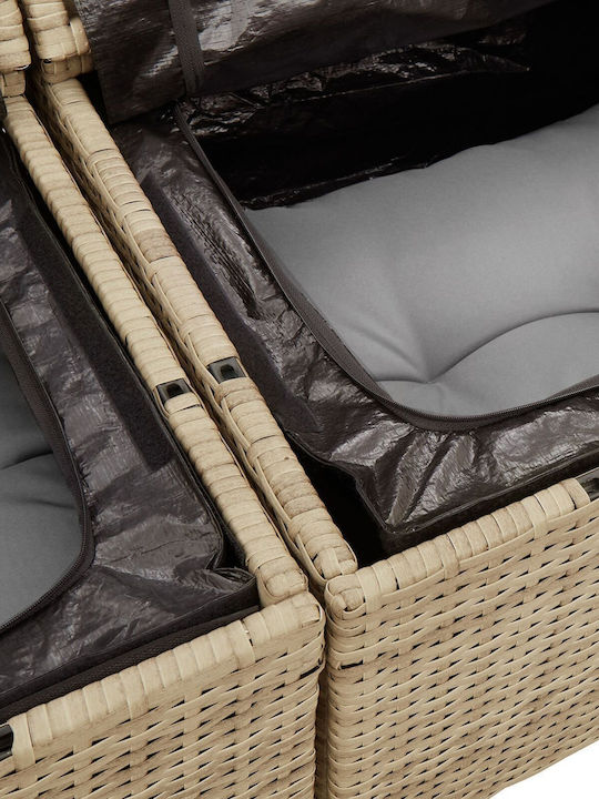 Corner Sofa Outdoor Rattan with Pillows 55x62x69cm