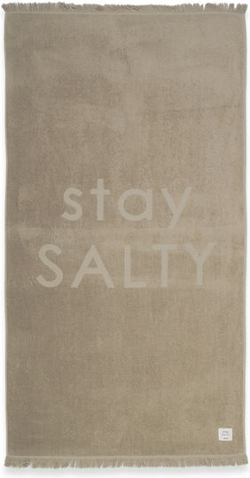 Nef-Nef Homeware Stay Salty Cotton Green Beach Towel with Fringes 170x90cm