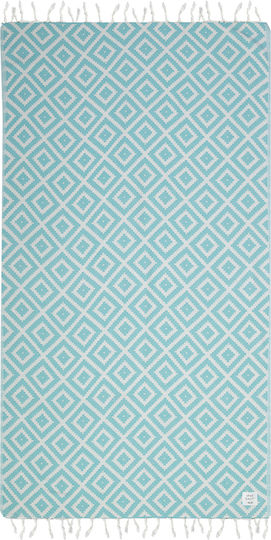 Nef-Nef Homeware Romario Cotton Turquoise Beach Towel with Fringes 170x90cm