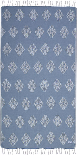 Nef-Nef Homeware Rodrigo Βαμβακερή Μπλε με Κρόσσια 170x90εκ.