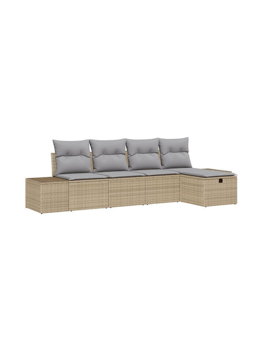 Corner Sofa Outdoor Rattan with Pillows 55x62x69cm