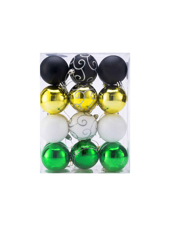 Set Plastic Green Christmas Tree Ornaments 24 Pieces