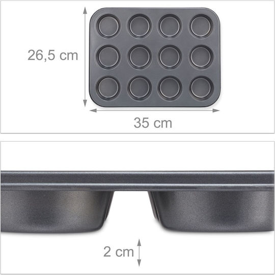 Relaxdays Φόρμα Ζαχαροπλαστικής για Cupcakes/Muffins 26.5x35εκ. 2τμχ