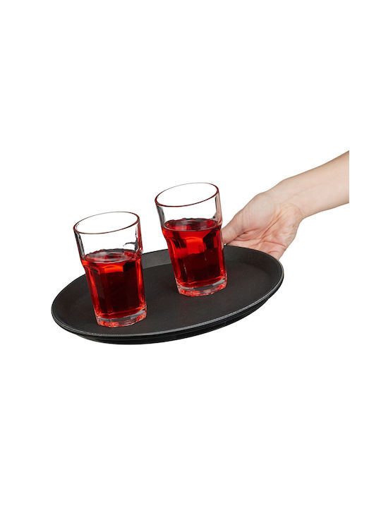 Relaxdays Rotund Tavă de Servire Antiderapant în Culoare Negru 28cm 10043117 3buc