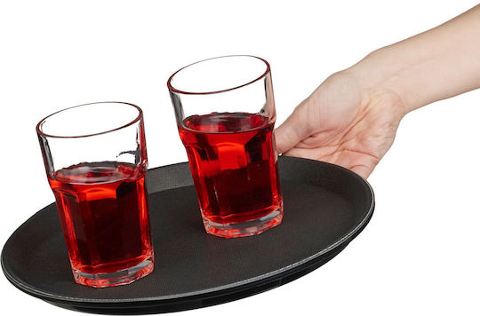 Relaxdays Round Serving Tray Non-slip in Black Color 28cm 10043117 3pcs