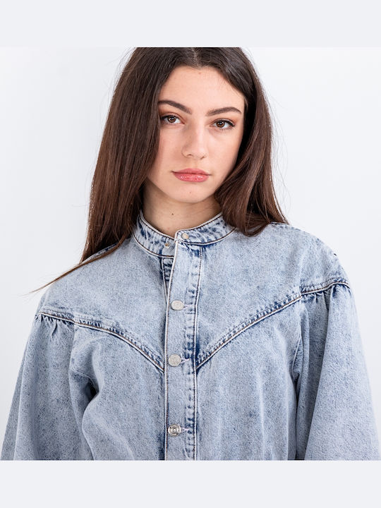 Mini Hemdkleid Denim Blau
