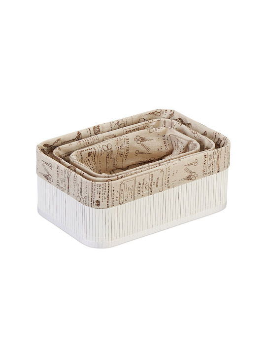 Relaxdays Aufbewahrungskorb Bamboo Beige 3Stück