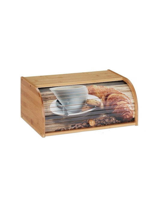 Relaxdays Cutie de pâine cu capac din bambus Bej 40x27x17cm