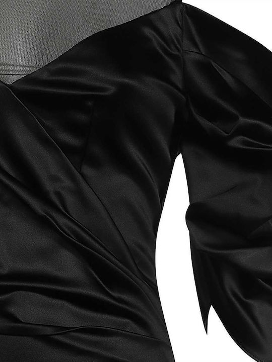 Mini Abendkleid mit Transparenz Schwarz
