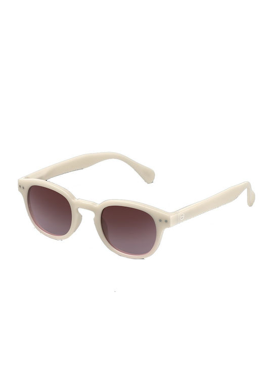 Izipizi Unisex Sunglasses with Beige Plastic Frame and Brown Gradient Lens